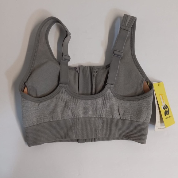 All In Motion Medium Support Light Heather Gray Seamless Front Zip Bra XS - Picture 4 of 5